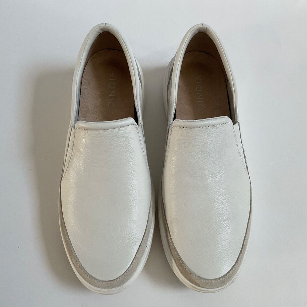 Vionic Kearny White Leather Platform Slip-on Sneaker Women's 9 Gorpcore Comfort - Picture 2 of 9